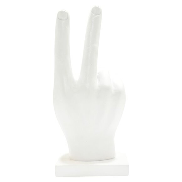 Adam & Friends Home Decor Peace Sign Sculpture | 1-Piece | White - Picture 3 of 3